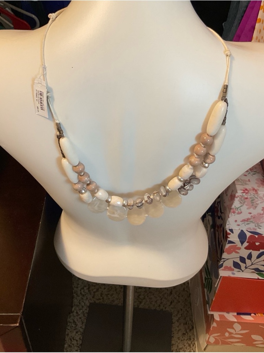 J. Jill Cream and Beige Beaded Necklace - Women Jewelry